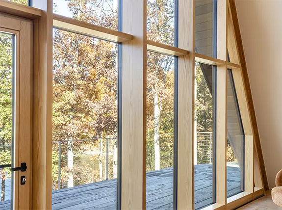 wood-aluminum curtain wall facades